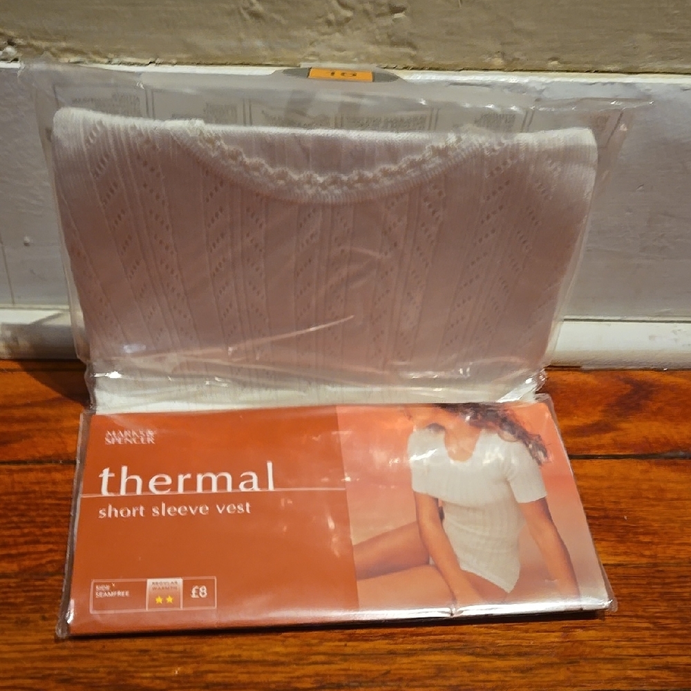 Marks & Spencer White Thermal Short Sleeve Vest